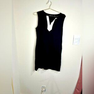 New York & Company Black & White Sleeveless Shift Dress - Size Large